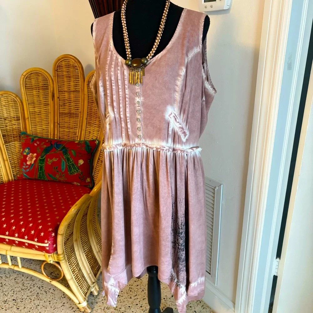JOE BROWNS Bohemian Sleeveless Antique Rose Dress! Handkerchief Hem! GUC - Picture 1 of 15